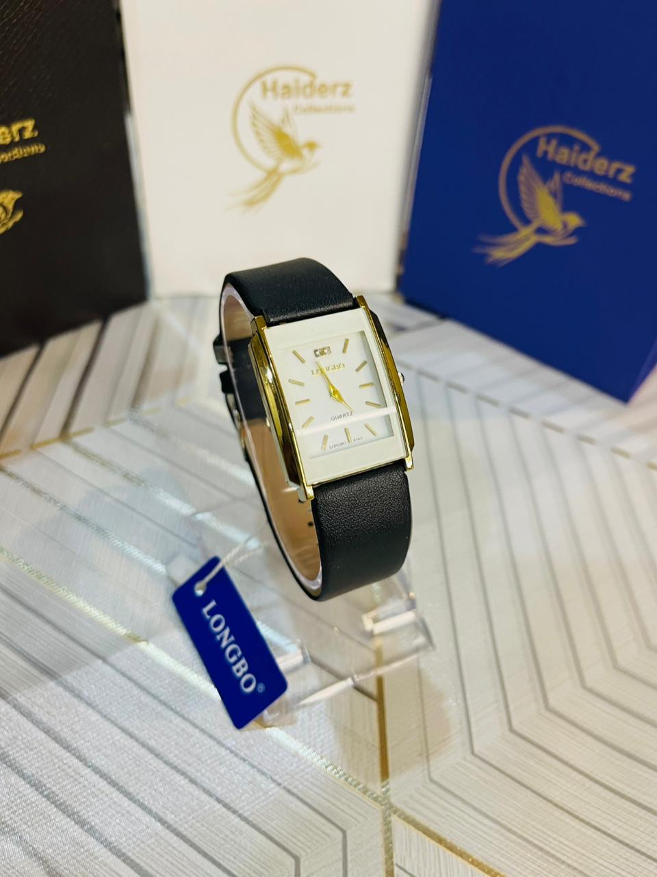 LONGBO female watch  Leather straps  With golden dial