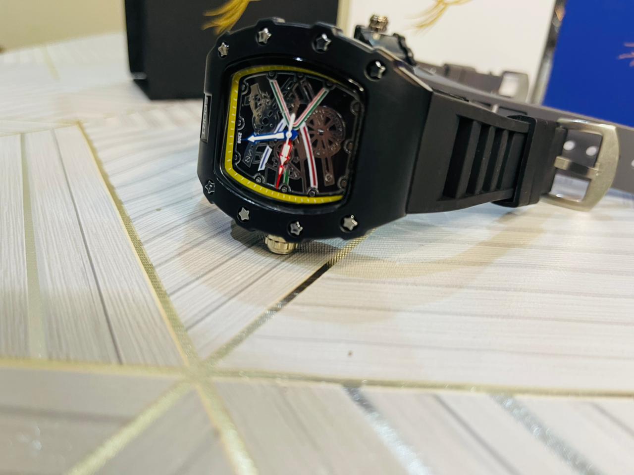 Black sport watch  Silicon straps  Water resistant