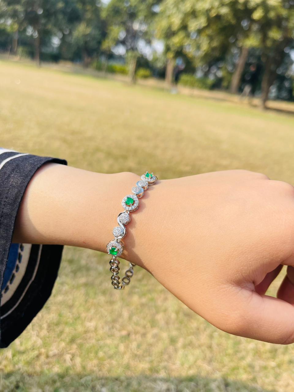 Verdant Sparkle Cuff Bracelet